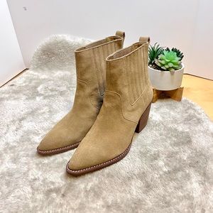 J Crew | Suede Melted Caramel Chelse Heeled Cowboy Boots Size 8